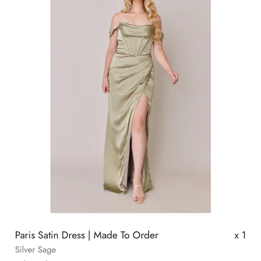 Revelry Satin Silver Sage Bridesmaid Dress